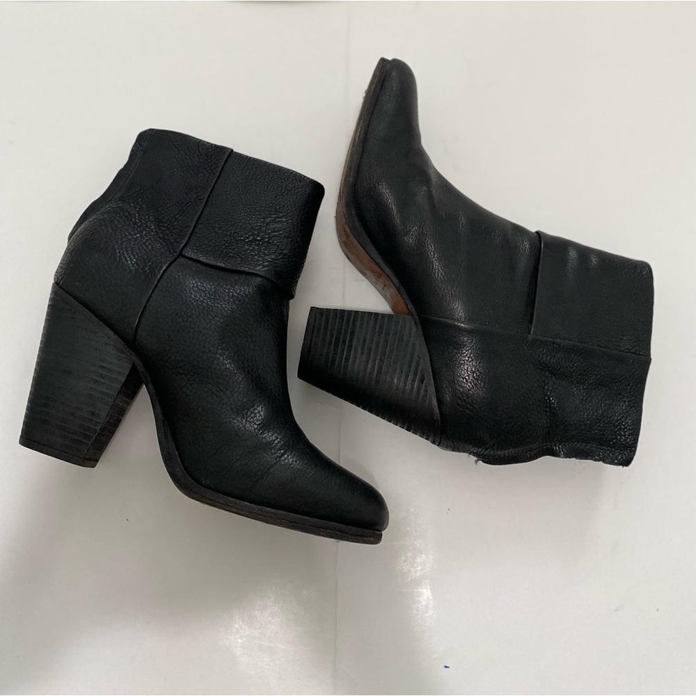 Rag&Bone Newburry Italian Black Leather Ankle Boots Size 40 - Picture 7 of 15